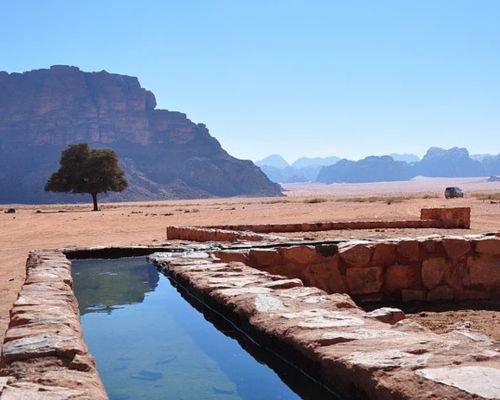 Natural water spring close to Wadi Rum camp in Jordan